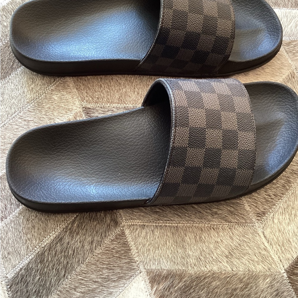 Checkered grey- black  Slide Sandals